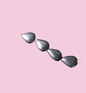 Designer Four Brushed Silver Teardrop Beads 10317