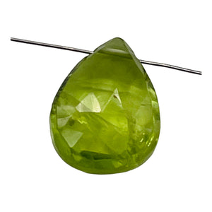 Faceted Peridot Briolette Bead | Green | 10x8x5mm | 3.1 ct |