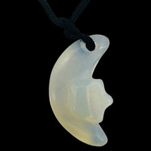 Load image into Gallery viewer, Blue White Opalized Glass Star and Moon Pendant Necklace Celestial
