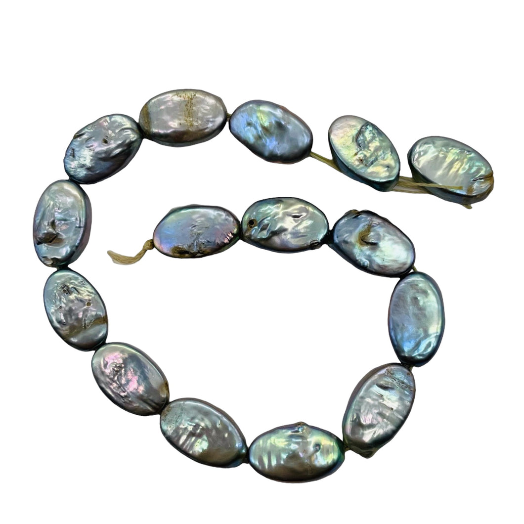 Platinum Green Oval Coin Pearl 8