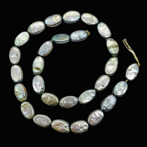 Platinum Green Oval Coin Pearl Strand 109948