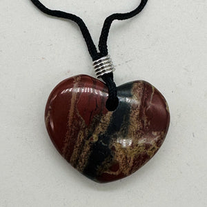 Brecciated Jasper Heart Pendant Necklace | 1" Long | Red, Pink | 1 Pendant |