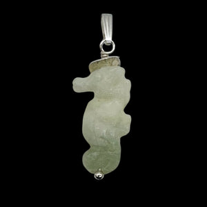 Serpentine Seahorse Sterling Silver Pendant | Green | 1 1/4" Long | 1 Pendant |