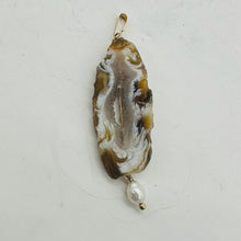 Load image into Gallery viewer, Druzy Agate Slice Designer 14kgf Pendant | 2 1/2" Long | Druzy Agate Crystal |
