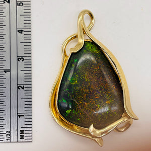 Stunning 14K Opal Goddess Pendant | 2 1/4" Long | Fire Green Red | 1 Pendant |