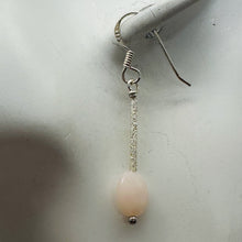 Load image into Gallery viewer, Pink Peruvian Opal Faceted Oval &amp; Stardust Sterling Silver Tube Earrings 5827B
