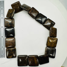 Load image into Gallery viewer, 2 Shimmering Bronzite Square Pendant Beads 8261
