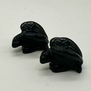 Soaring Carved Onyx Eagle Animal Figurine Bead | 18x18x7mm | Silver black