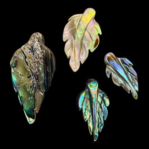 Abalone Leaf Pendant Beads | 21x10x2.5 - 32x20x2.5mm | Purple Blue |  Bead(s)