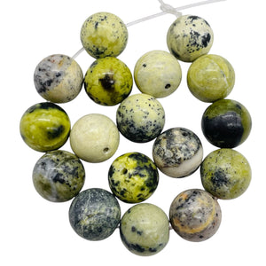 Yellow Chartreuse Turquoise Faustite Beads | 14mm | 2 Beads |