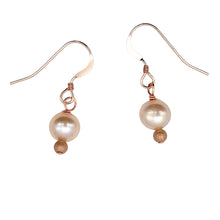 Load image into Gallery viewer, AAA Natural White 6mm Pearl 14k Rose Gold Filled Earrings | 1 inch drop |
