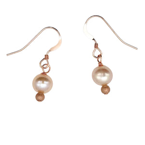 AAA Natural White 6mm Pearl 14k Rose Gold Filled Earrings | 1 inch drop |