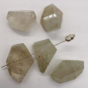 Rutilated Quartz Faceted Nugget Beads| 30x20 to 21x13mm | Clear, White| 5 Beads|