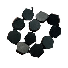 Load image into Gallery viewer, Black Stone - Africa Hexagon Bead Half Strand| 17x15x5mm| Black Matte| 11 Beads|
