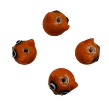 Load image into Gallery viewer, Kitty Cat Ceramic Round Beads | 15mm | Orange | 4 Beads |
