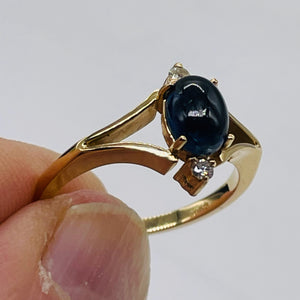 Indicolite Tourmaline Diamond 14K Gold Oval Ring | Size 7 | Blue | 1 Ring |