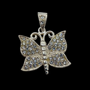 Butterfly Marcasite Sterling Silver Pendant | 1" Long | Silver | 1 Pendant