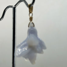 Load image into Gallery viewer, Blue Chalcedony Druzy Carved Flower Bead 14Kgf Pendant | 1 3/4&quot; Long | Blue |
