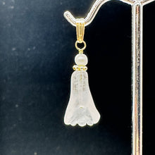 Load image into Gallery viewer, Rose Quartz Lily Flower and Pearl 14K Gold Filled Pendant | 1&quot; Long |
