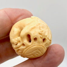 Load image into Gallery viewer, Chinese Zodiac Year of the Tiger Bone Bead | 30mm | Cream | Round |1 Bd |
