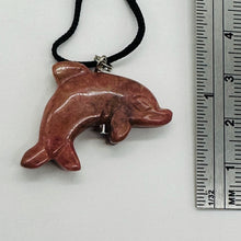 Load image into Gallery viewer, Rhodonite Stone Dolphin Pendant Necklace | 3/4&quot; Long | Pink, Black | 1 Pendant |
