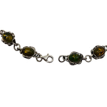 Load image into Gallery viewer, Amber Sterling Silver Bezel Set 8x6mm Stone Necklace| 16&quot;| Green, Yellow Purple|
