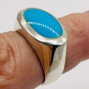 Turquoise Sterling Silver Oval Ring | Size 8 | Blue | 1 Ring |