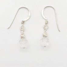Load image into Gallery viewer, Crystal Carved Lotus Sterling Silver Drop Earrings| 1" Long | Clear | 1 Earrings
