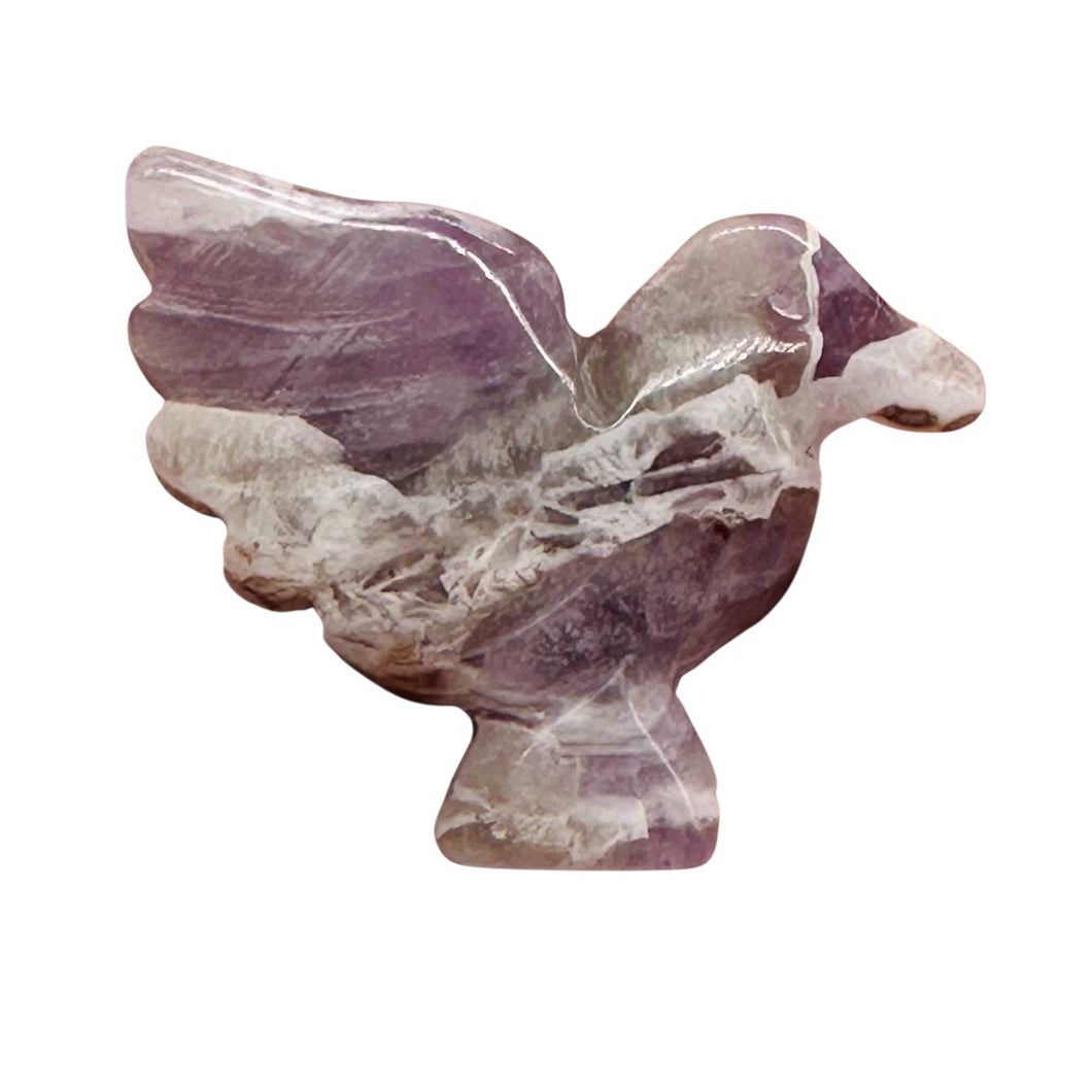 Lovely Hand Carved Amethyst Dove Figurine Worry Stone