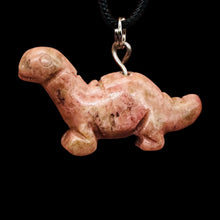 Load image into Gallery viewer, Rhodonite Diplodocus Dinosaur Pendant | 3/4&#39; Long | Pink. Black | 1 Pendant |
