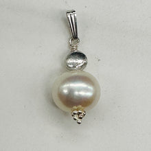 Load image into Gallery viewer, Fresh Water Pearl Large, Near Round Sterling Silver Drop Pendant | 1&quot; Long |
