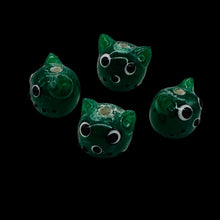 Load image into Gallery viewer, Kitty Cat Ceramic Round Beads | 15mm | Juniper Green | 4 Beads |
