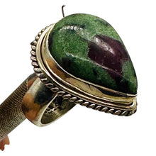 Load image into Gallery viewer, Pink Green Ruby Zoisite Gemstone Designer Sterling Silver Ring Size 6
