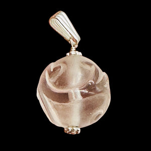 Dragon Carved Quartz Sphere Sterling Silver Pendant Necklace| 20mm| 1 1/4" long|