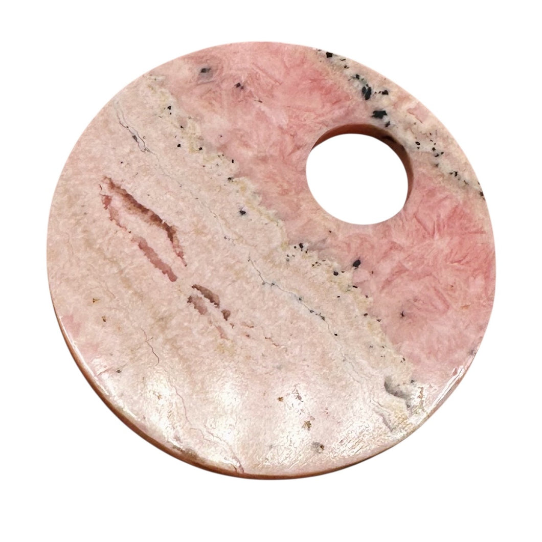 1 Natural Lacy Pink Rhodochrosite 50mm Pi Circle Pendant