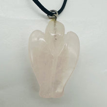 Load image into Gallery viewer, Pink Rose Quartz Angel Pendant Necklace Natural Gemstone 1 1/4 Inch
