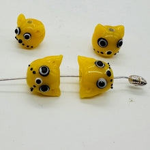 Load image into Gallery viewer, Kitty Cat Ceramic Round Beads | 15mm | Butterscotch Yellow | 4 Beads |
