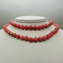 Load image into Gallery viewer, Pink Rose Rhodochrosite 8mm Round Gemstone Hand Knotted Silk Necklace
