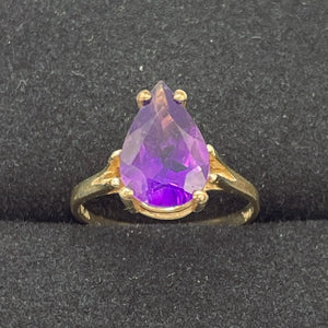 Amethyst Pear Cur 10K Yellow Gold Ring | Size 6.75 | Purple | 1 Ring |