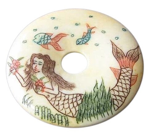 Carved & Etched Mermaid 38mm Pi Circle Centerpiece 9699