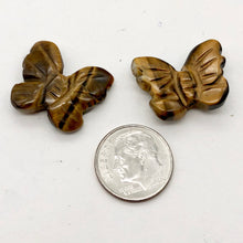 Load image into Gallery viewer, Flutter Hand Carved Tigereye Butterfly Animal Beads | 21x18x5mm | Golden Brown
