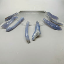 Load image into Gallery viewer, Blue Chalcedony Natural Beads 100g Strand | 63x7 to 43x9mm | 15 Beads |
