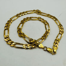 Load image into Gallery viewer, Italian 18K Gold Vermeil Figaro Chain Bracelet 7mm 16" Sterling Silver 25g
