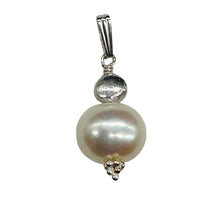 Load image into Gallery viewer, Fresh Water Pearl Large, Near Round Sterling Silver Drop Pendant | 1&quot; Long |
