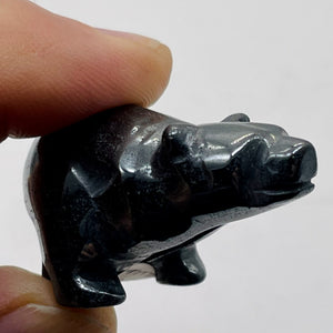 Hand-Carved Running Black Bear | 1 Carving | | 40x24x20mm | Silver Black