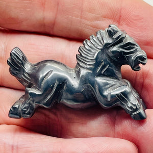 Hand-Carved Racing Pony Horse | 1 Figurine | | 1 1/4" Tall | Grey