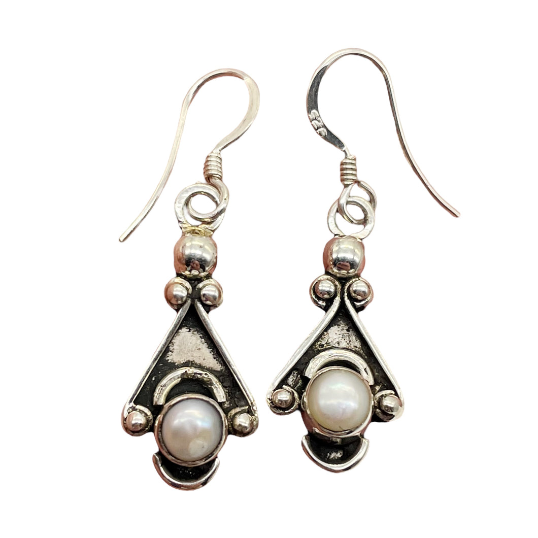 Fresh Water Pearl Sterling Silver Drop Earrings | 1 1/4