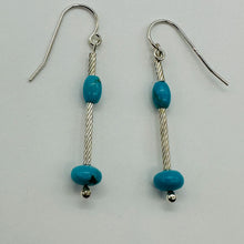Load image into Gallery viewer, Unique Natural Turquoise &amp; Silver Earrings 6378
