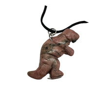Load image into Gallery viewer, Rhodonite Tyrannosaurus Rex Dinosaur Pendant Necklace | 3/4&#39; Long | Pink White |
