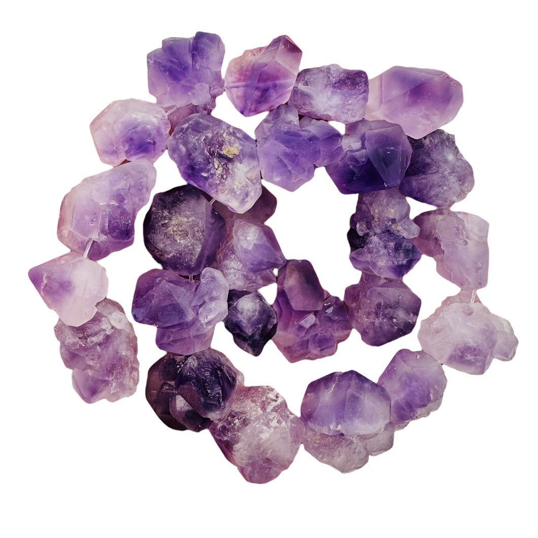 Amethyst Crystals Natural Strand | 29x27x15 to 18x17x12mm | Purple | 26 Beads |